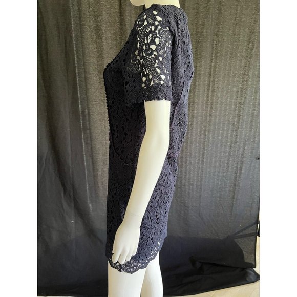 Zara Women's Dress Navy Blue Lace Short Sleeves Scalloped Hem Size XS - Picture 12 of 12